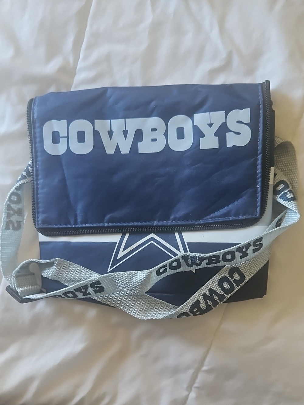 NFL Cowboys Navy and White Crossbody Cooler Bag